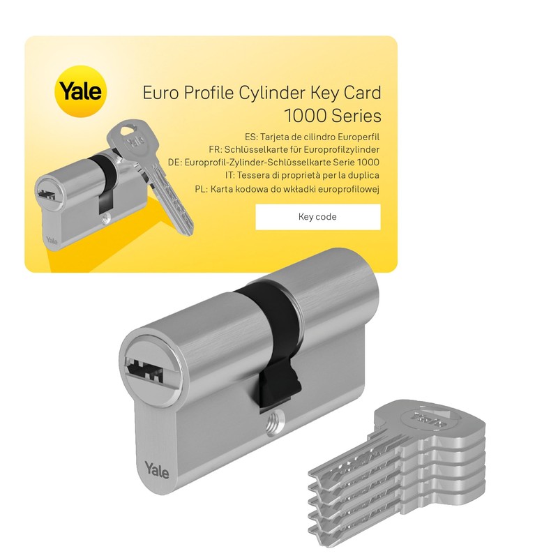 Yale 10-0552-3035-00-2201 1000 Series Cylinder-Double-30/45-Satin Euro Profile Cylinder, Satin Nickel