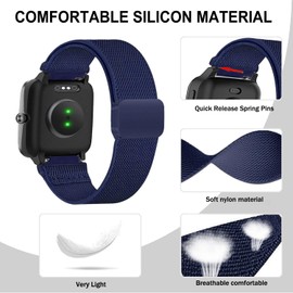 VELULYX Nylon Magnetic Band Compatible Veryfit Smart Watch IDW19/IDW13/IDW16/IDW18, 22MM Band Elastic for Gloryfit P66/P66D/P72/P95, TUYOM LW36, H1/D1,T50S, Y6, YB54, G39, AGPTE LW11