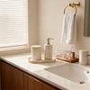 Jusmioke Natural Travertine Marble Soap Dispenser with Stainless Steel Pump,