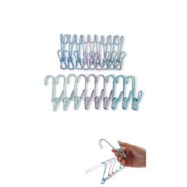 PERSIMONE Clip with Hooks Pinch Clothespins Plated Rustproof Unbreakable Room Bathroom (6 Colors Total, 12 Pieces)