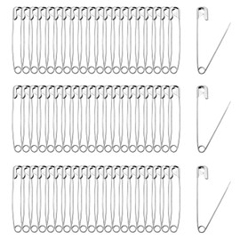Qjaiune 100 PCS 75mm / 3 Inch Safety Pins Heavy Duty Quilting Pins, Large Safety Pins Bulk, Silver Metal Sewing Pins, Big Safety Pins Clothing Clips Tool for DIY Crafts Baby Clothing (Nickel Plated)