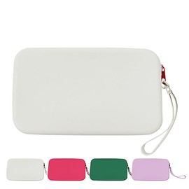 MIYO Silicone Makeup Brush Holder Silicone Cosmetic Bag Large Capacity Cosmetic Clutch Bag Zipper Waterproof Cosmetic Brush Bag Silicone Phone Key Wallet(greener)