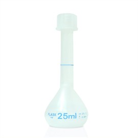 25ml Volumetric Flask with Screw Cap, Polypropylene, Class B, Karter Scientific (Single)