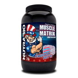 NutraBio Muscle Matrix Protein Powder - 25g of Protein Per Scoop - Whey Isolate and Micellar Casein Combo for Fast and Slow Release - Freedom Fetti - 2 Pounds, 28 Servings