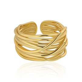 Meissa Adjustable Thumb Ring Hammered Chunky Band Rings for Women Sterling Silver Gold Plated Thumb Rings Trendy Index Ring Jewellery Gift for Teen Girls, Gold