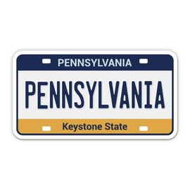 Squiddy Pennsylvania State License Plate Style - Vinyl Sticker Decal for Phone, Laptop, Water Bottle (3.5" Wide)