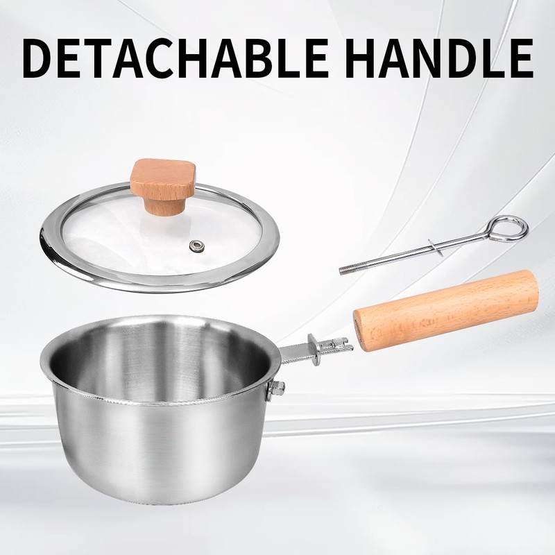 Amafox 1.5QT Saucepan with Lid, Uncoated Non-Toxic Stainless Steel Sauce