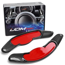 iJDMTOY High Gloss Black Genuine Carbon Fiber Larger Paddle Shifter Extensions Compatible with Mini Cooper 3rd Gen F55 F56 F57 F54, Gen2 F60 Countryman
