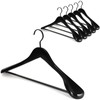 TOPIA HANGER Black Wooden Coat Hanger 6 Pack, Wide Shoulder