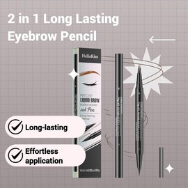 2 in 1 Eyebrow Pencil, 1 Count Long Lasting Eyebrow Pencil, Eyebrow Pen, Eye Brow Makeup Tool, Makeup Accessories, Cosmetic Product for Women, Makeup Products:_Dark Brown_1g+1g