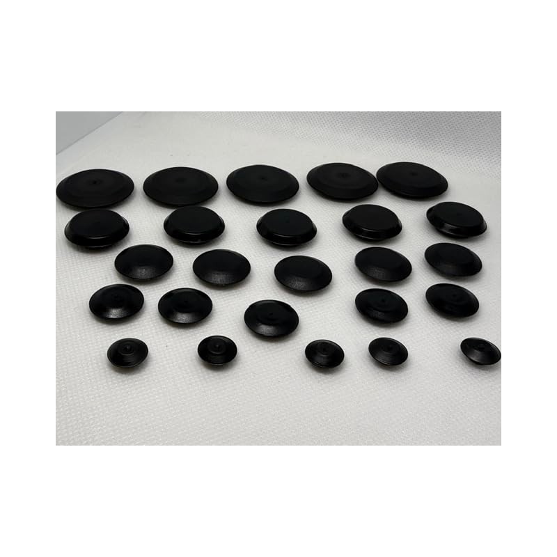 Black Flush Mount Hole Plugs, 25-Pack Assorted Sizes (1/4", 3/8",