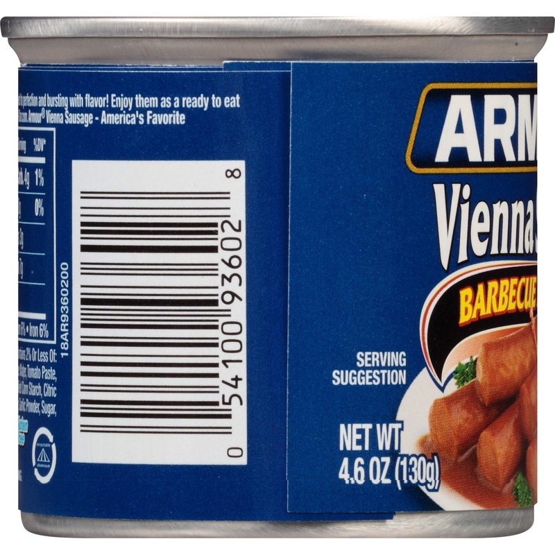 Armour Star Vienna Sausage, Barbecue Flavored, Canned Sausage, 4.6 OZ