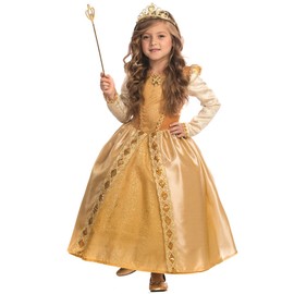 Dress Up America Princess Costume For Girls -Gold Ball Gown Dress Up Costume For Kids