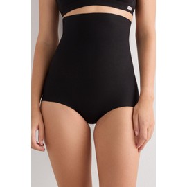 Intimissimi Woman's Light Shaping Cotton High Waist Hipsters in Black, Size L
