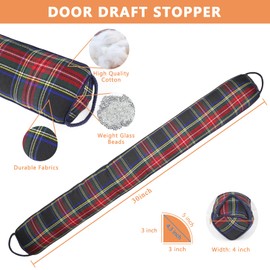 Triangle Under Door Draft Stopper Noise Blocker 30 Inches for Door Bottom Air Seal Insulation and Soundproof, Heavy Duty Weather Guard Snake Stripping, Tartan Check Navy Blue