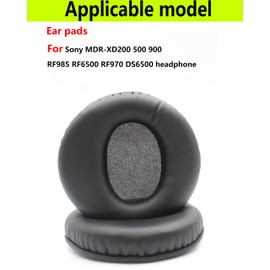 Replacement Ear Pads Compatible with Sony MDR-XD200 500 900 RF985 RF6500 RF970 DS6500 Headphones Soft Protein Leather Combined with Memory Foam Replace Ear Cushions for Repair Accessories - Black