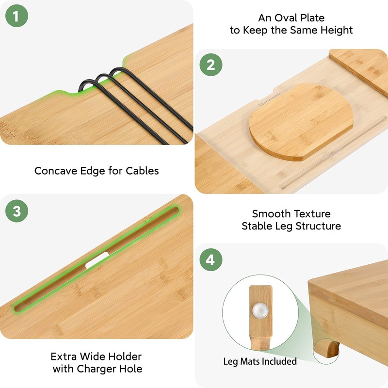 Nnewvante Monitor Stand Riser, 60 inch Large Bamboo Dual Monitor