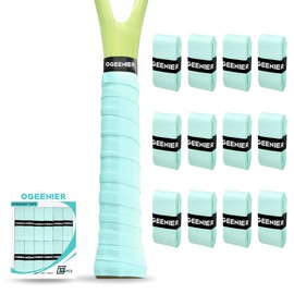 Ogeenier Tennis Racket Grip Tape, 12 Pack, Absorbent and Anti-Slip Badminton Squash Racket Grip, Precut Soft Racquet Padel Overgrip Tape