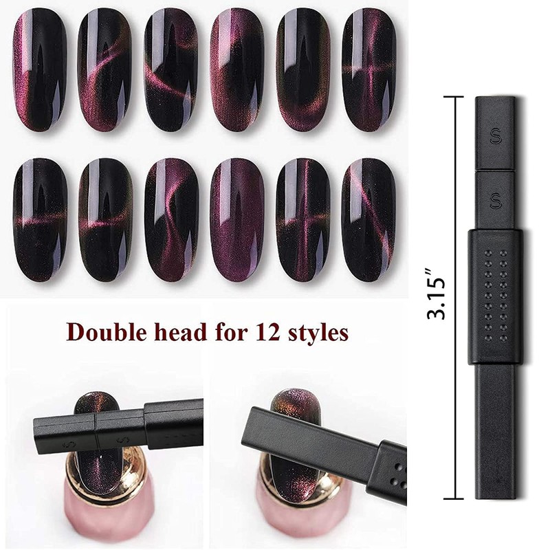 SILPECWEE 3Pcs Cat Eye Magnet for Nails Gel Nail Polish