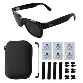 Smart Glasses Accessories Kit for RayBan/Oakley Meta Wayfarer/Headliner/Skyler – Includes Storage Case, 6 Pairs Nose Pads, Adjustable Anti-Drop Lanyard, 6 Pcs Lens Cleaning Papers, 2 Pairs Holders