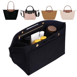 ETTP Purse Organizer Insert for LE PLIAGE Top Handle (Black, Small)