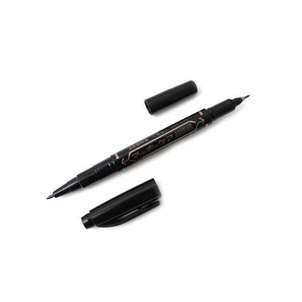 Zebra Mackee Care Double-Sided Marker Pen - Extra Fine Point - Black 2 Set