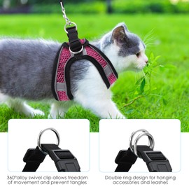 AMIR Cat Harness and Leash for Walking, Escape Proof Pet Harness with Reflective Strap Adjustable Kitten Vest Harness for Walking- Pink (Size S)