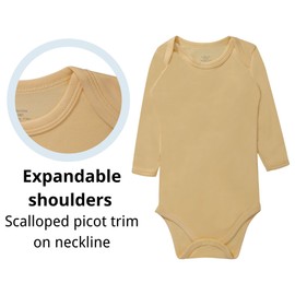 GUISBY Bodysuit for Baby, Rayon Long Sleeve Bodysuits for Boy Girl 0-24 Months, Creamy-apricot, Newborn