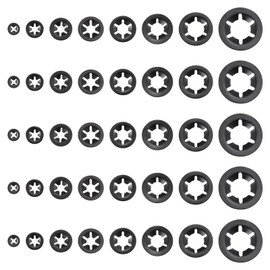 sourcing map 180Pcs Internal Tooth Washers Assortment Kit, 65Mn Tooth locking Ring Washers Quick Speed Nut ing Fastener, 8 Size, Black