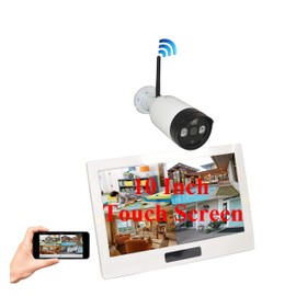4UCam 1080P HD Digital Wireless Home Security Camera System 4CH 10 Inch HD Touch Split Screen LCD Monitor Indoor Outdoor 2.0 Megapixel Camera (1 Camera Set)