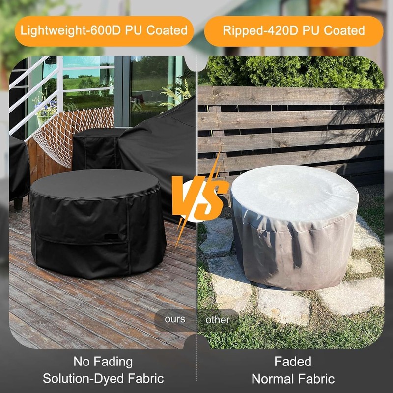 NettyPro Fire Pit Cover Round Waterproof Outdoor Patio Firepit Cover