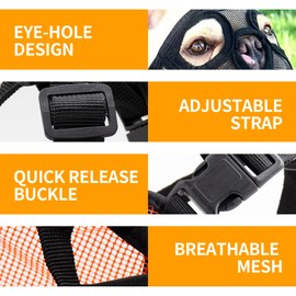 JOYPAWS Short Snout Dog Muzzle, French Bulldog Muzzle with Soft Mesh Adjustable Anti Bitting Chewing Barking for Small Medium Large Breeds Pug/Shih Tzu/Boston Terrier Black L