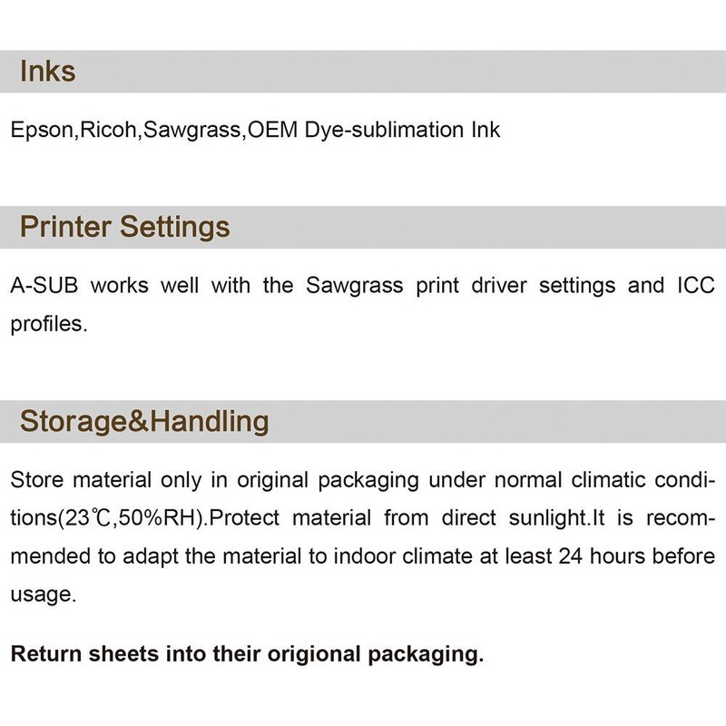 A-SUB Sublimation Paper A4, 210x297mm, 100 Sheets, 125gsm, Compatible with