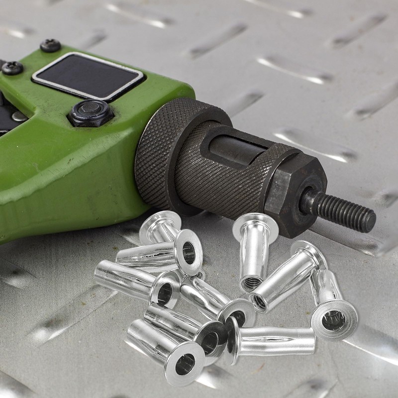 uxcell M5 Multi-Grip Rivet Nuts, 10pcs Pre-Bulbed Shank Flat Head