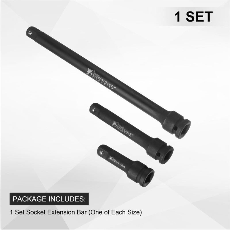 sourcing map 1/2" Drive Impact Extension Bar 3" 5" 10"