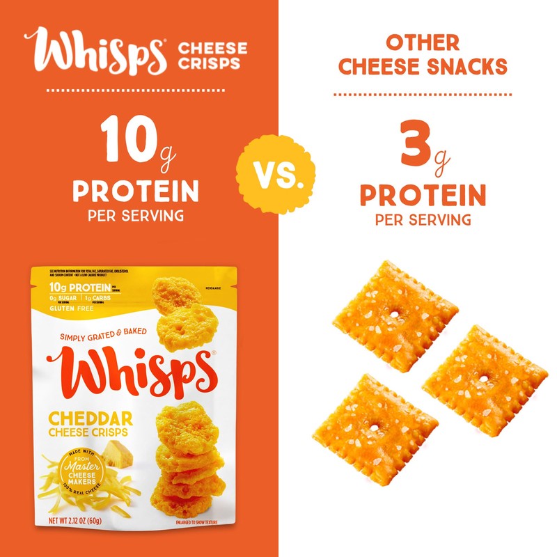 Whisps Cheese Crisps Cheddar Cheese | Protein Chips | Healthy