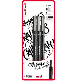 Uni-Ball PIN Fineliners, Black Fine Tipped Writing Pens, Water and Fade-Resistant Ink, Ideal for Architects, Sketching, Scrapbooking, Outlining, Art, Technical Drawing, Archival Quality, Pack Of 3