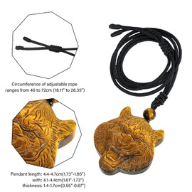 mookaitedecor Engraved Tiger's Eye Stone Crystal Pendant with Nylon Rope, Lucky Charm Stone Protection Amulet Crystal Jewellery Necklace for Women and Men, Stone Gemstone stone gemstone Tiger's Eye