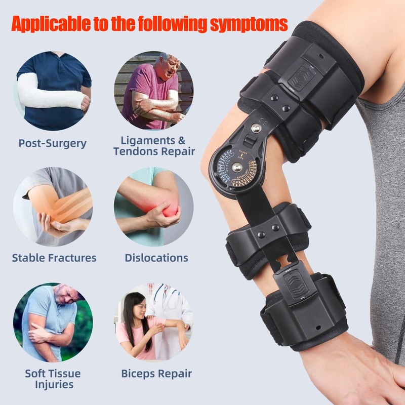 GHORTHOUD Hinged ROM Elbow Brace - Adjustable Post Op Elbow