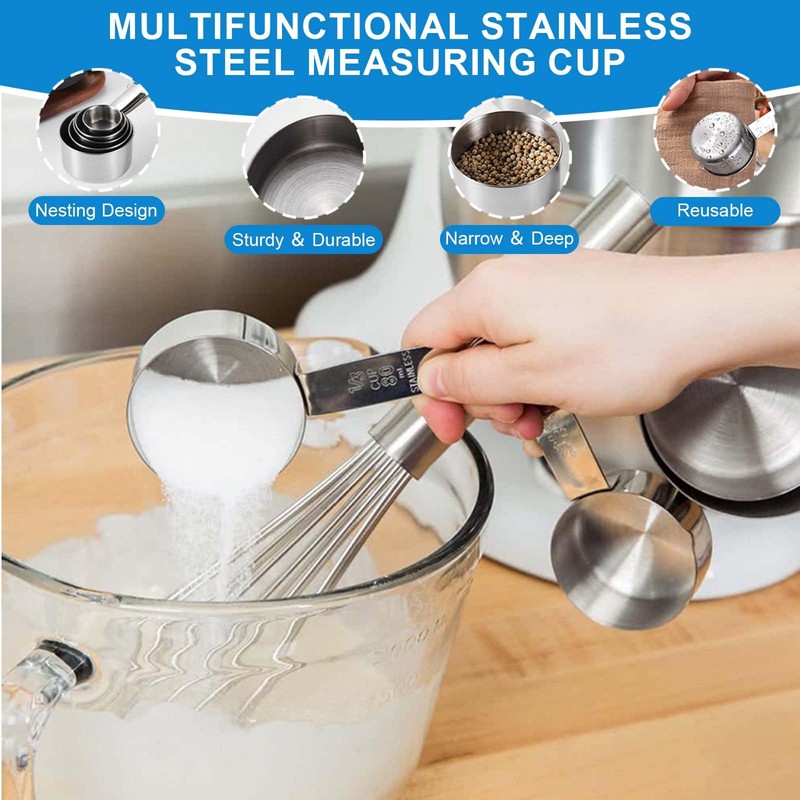 Measuring Cups and Spoons Set 22 Piece, 11 Stainless Steel
