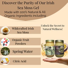 Wildcrafted Irish Sea Moss Gel | Made with Seamoss | Made in USA | Rich in Vitamins & Minerals | 100% Organic Gold Sea Moss Gel Raw Soursop & Passion Fruit (2 Pack)