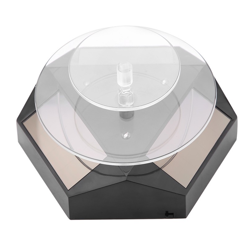 360 Rotating Solar Power Showcase LED Light Turntable Watch Jewelry