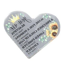 Risedot Christian Gifts Transparent Acrylic Paperweight, Heart Shape Decor Encouragement Spiritual Gifts