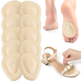 Shynek 10 Pack Metatarsal Pads Ball of Foot Cushions for Heel, Soft Gel Self Adhesive Reusable Foot Pad Insoles Forefoot and Sole Support, Pain Lessen Morton's Neuroma for Women and Men (Beige)