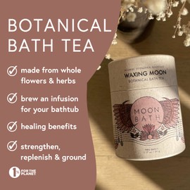 Moon Bath Botanical Bath Tea | Waxing Moon Herbal Ayurvedic Bath Soak for Strength & Vitality w/Cacao, Cardamom & Chrysanthemum for 2 Baths & Organic BodyCare for Lunar Alignment | Made in USA