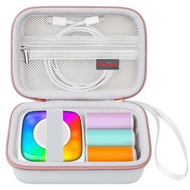 Elonbo Carrying Case for Lebt Mini Sticker Pocket Printer, Thermal Label Printer Portable Travel Bag, Label Maker Machine Storage Holder, Mesh Pocket Fits Paper Rolls Tape, White