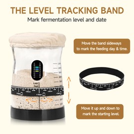 Arbnic Sourdough Starter Kit -50 Oz Wide Bore and Large Capacity Sourdough Starter Jar，Thermometer, Feeding Band- Perfect Sourdough Bread Baking Supplies, Baking Gifts(2 Jar)