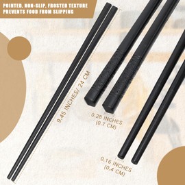 Dandat 100 Pairs Fiberglass Chopsticks Reusable Chopsticks 9.5" Dishwasher Safe Non Slip Chopsticks Chinese Style Japanese Food Cooking Chopsticks Black Cherry Blossom Beginners Chopsticks