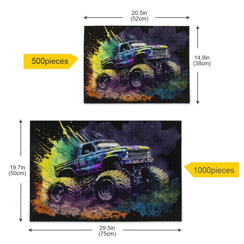 ZENWAWA Jigsaw Puzzle 500 Pieces (Cool Monster Truck), Car Theme