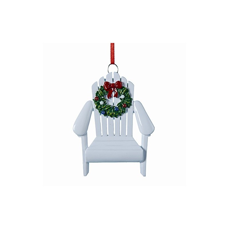 Kurt Adler Adirondack Chair Wreath White 4 Inch Resin Ornament
